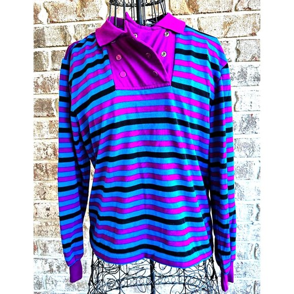 Vintage Levi Stauss Co Ladies Striped Double Snap Closure Top Small? Cal… - Picture 4 of 12